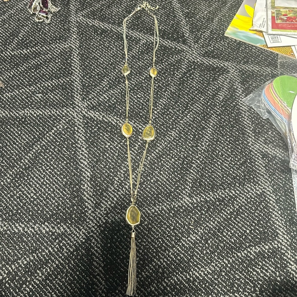 Gold and light green statement necklace